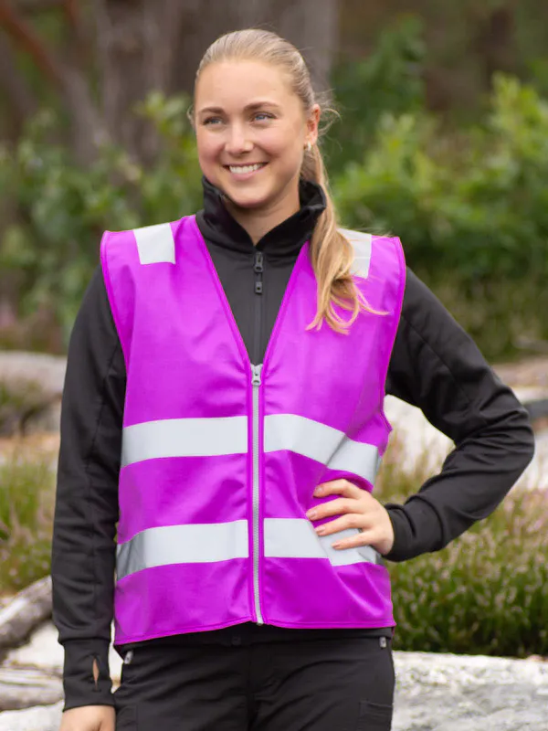 Refleksvest Glidelås m/trykk - Voksen lilla 