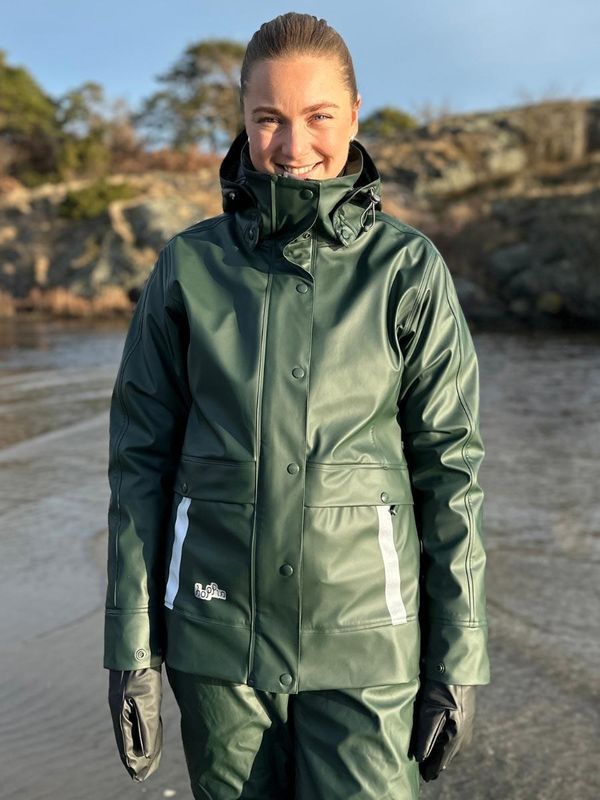 Storm Fóret PU Regnjakke Mørk Grønn Dame