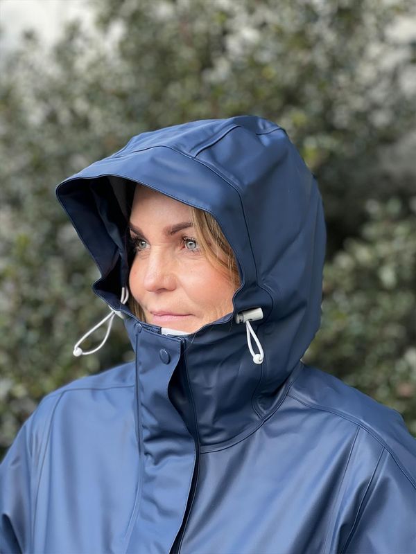 Robust PU Regnjakke Marine Dame