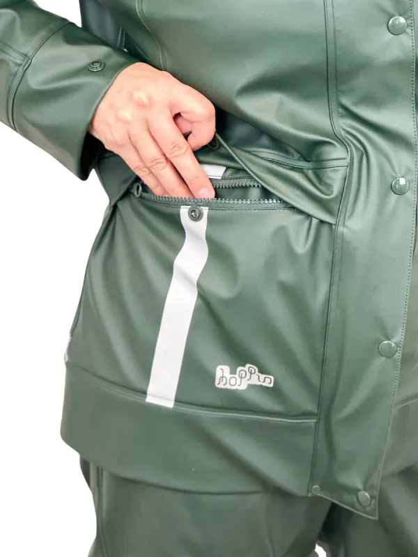 Storm Fóret PU Regnjakke Mørk Grønn Dame