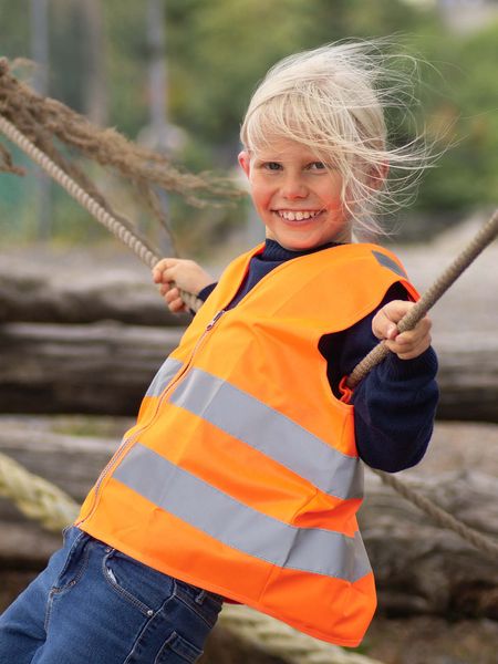Hovedbilde Hoppin Refleksvest Orange Barn - Navnetrykk