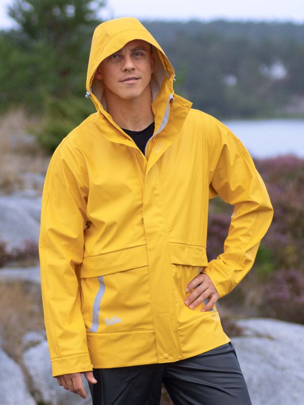 Robust PU regnjakke Gul Herre