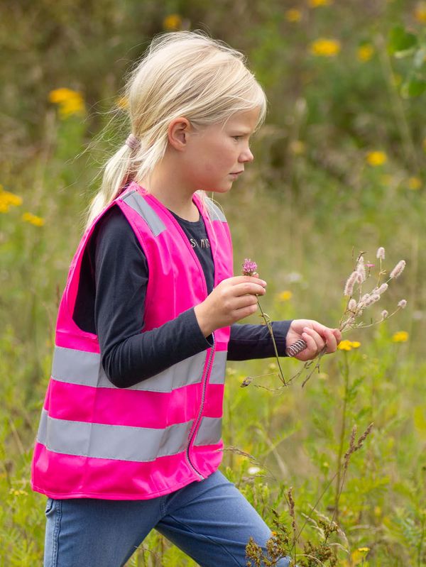 Refleksvest Glidelås - Barn rosa